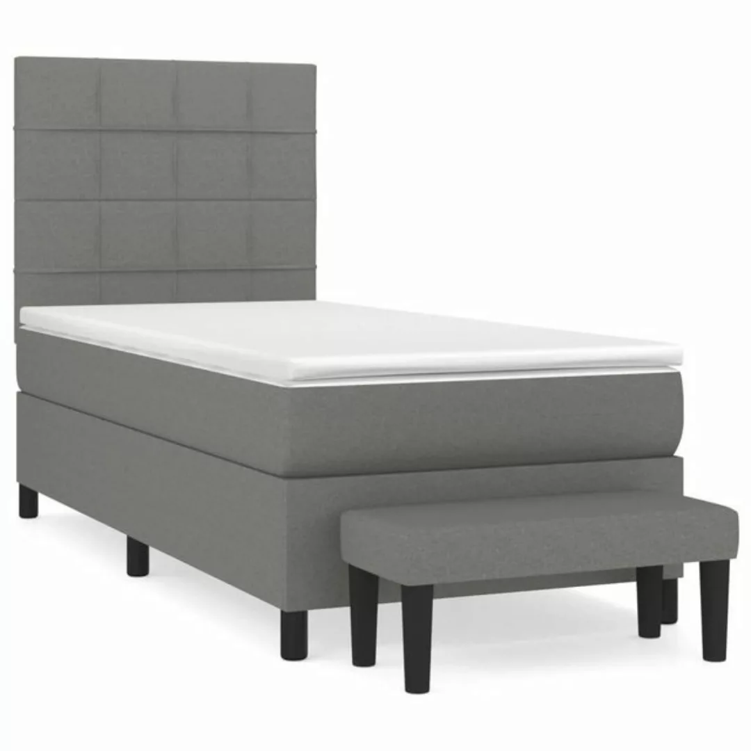 furnicato Bett Boxspringbett mit Matratze Dunkelgrau 100x200 cm Stoff (1-tl günstig online kaufen