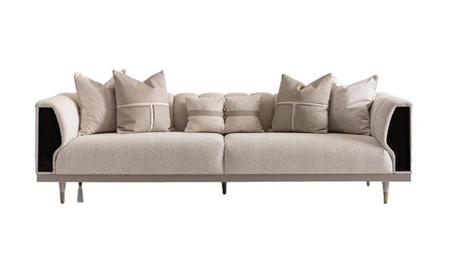 JVmoebel 3-Sitzer Luxus Dreisitzer Sofa 3 Sitzer Beige Polstersofa Stoffsof günstig online kaufen