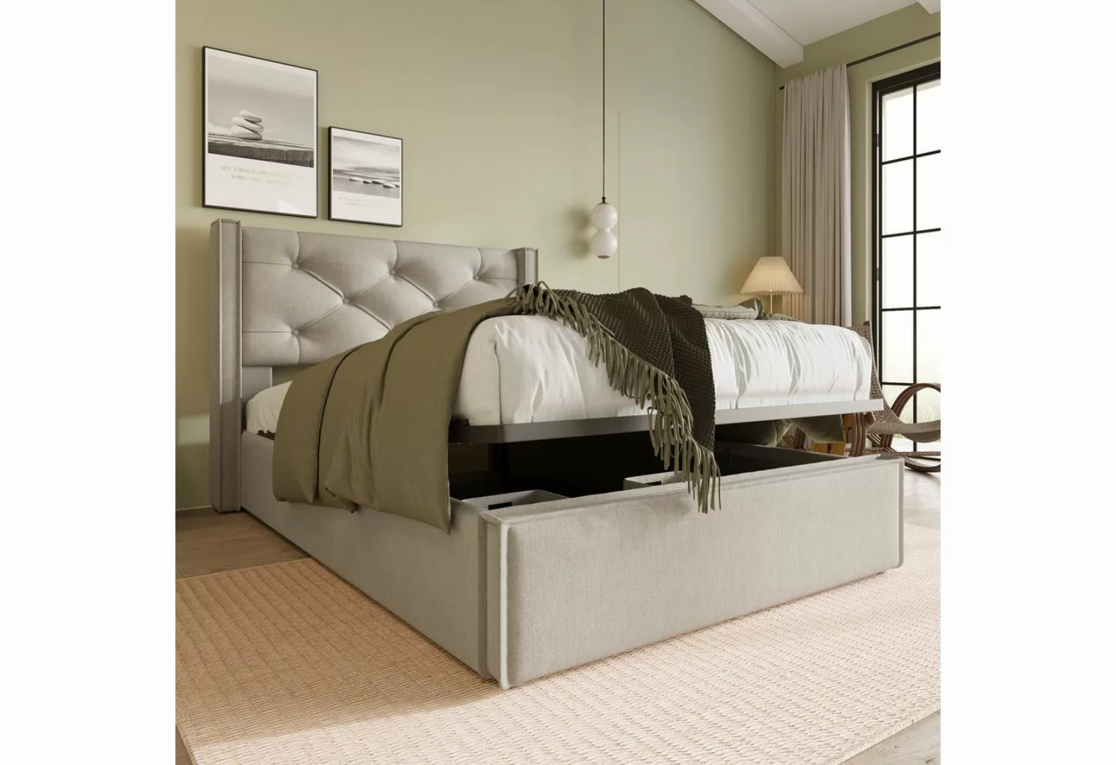 Celya Polsterbett Einzelbett 90x200cm Bettgestell mit Stauraum, Bett mit La günstig online kaufen
