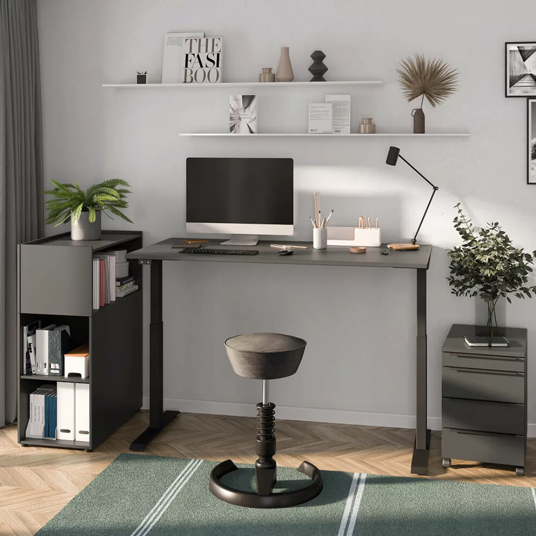 Büromöbel Set 3-teilig MEMPHIS-01 mit Schreibtisch 180x80cm in graphit günstig online kaufen