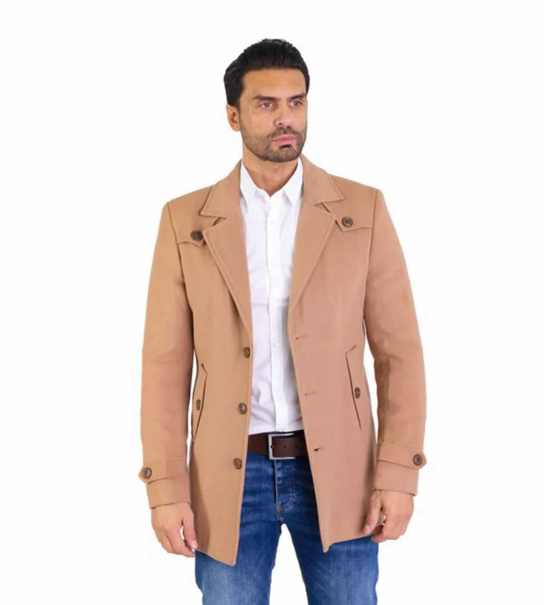 Denim Distriqt Wintermantel Feiner Herren Designer Wintermantel Beige Gr.50 günstig online kaufen