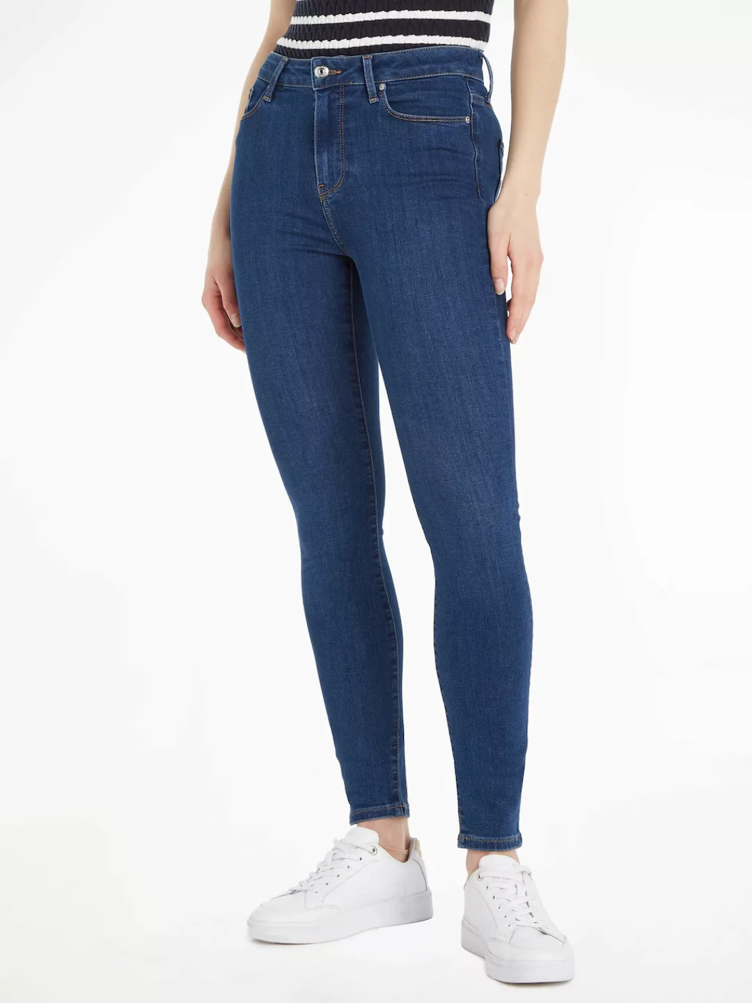 Tommy Hilfiger Skinny-fit-Jeans "TH FLEX HARLEM U SKINNY HW KAI", in blauer günstig online kaufen