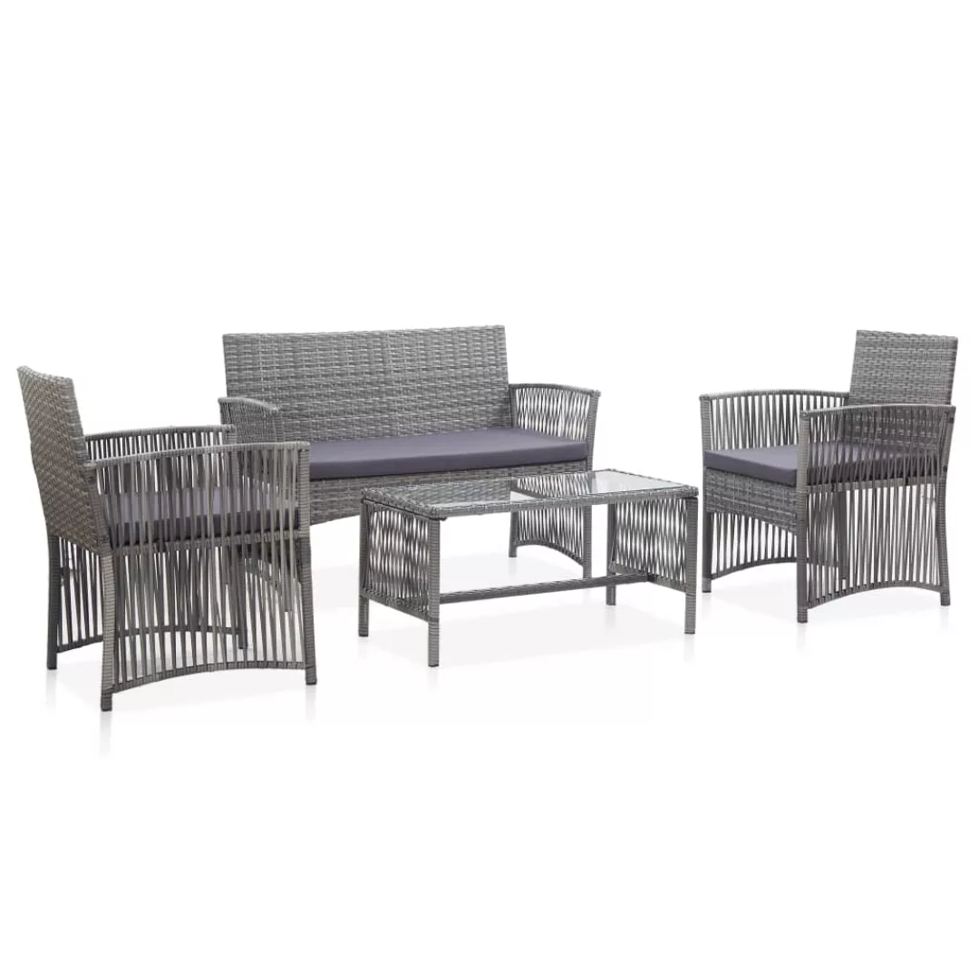 4-tlg. Garten-lounge-set Mit Auflage Poly Rattan Anthrazit günstig online kaufen