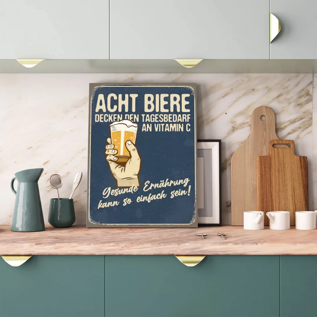 queence Metallbild »Acht Biere Spruch Stahlschild Blechschild«, (1 St.), 20 günstig online kaufen