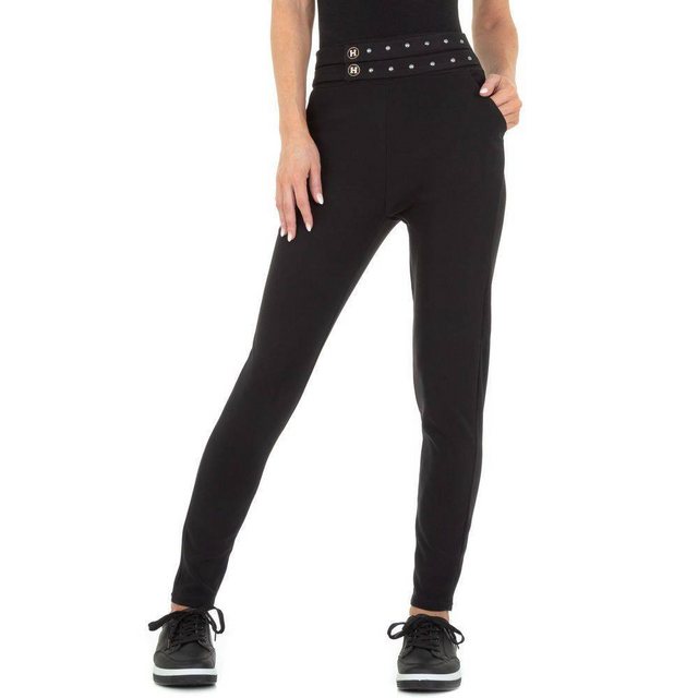 Ital-Design Chinohose Damen Freizeit Nieten Stretch Chino in Schwarz günstig online kaufen