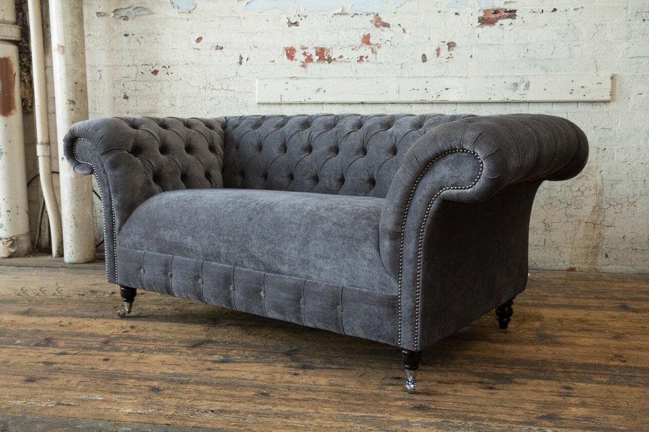 Xlmoebel Sofa Zweisitzer Chesterfield Ledersofa mit Stoffpolsterung und lux günstig online kaufen