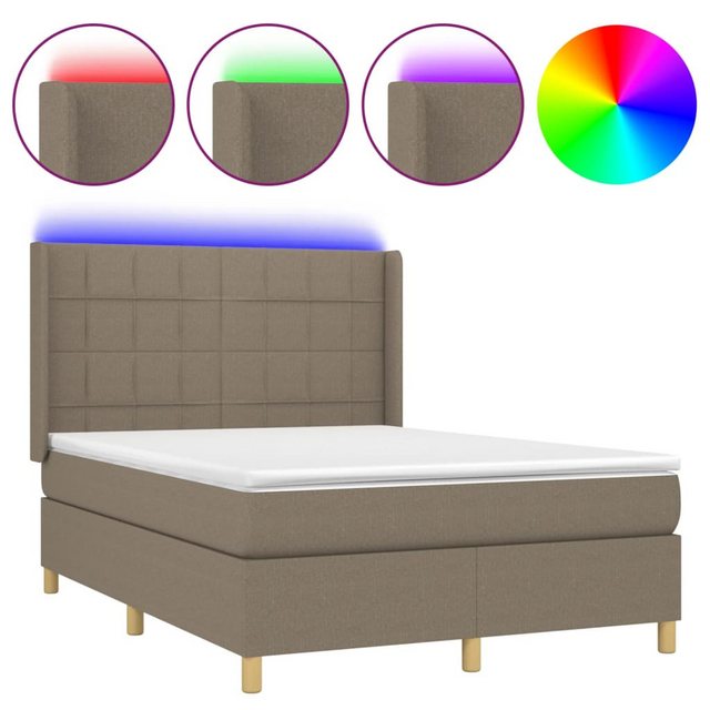 vidaXL Boxspringbett Bett Boxspringbett mit Matratze und LED Stoff (140 x 2 günstig online kaufen