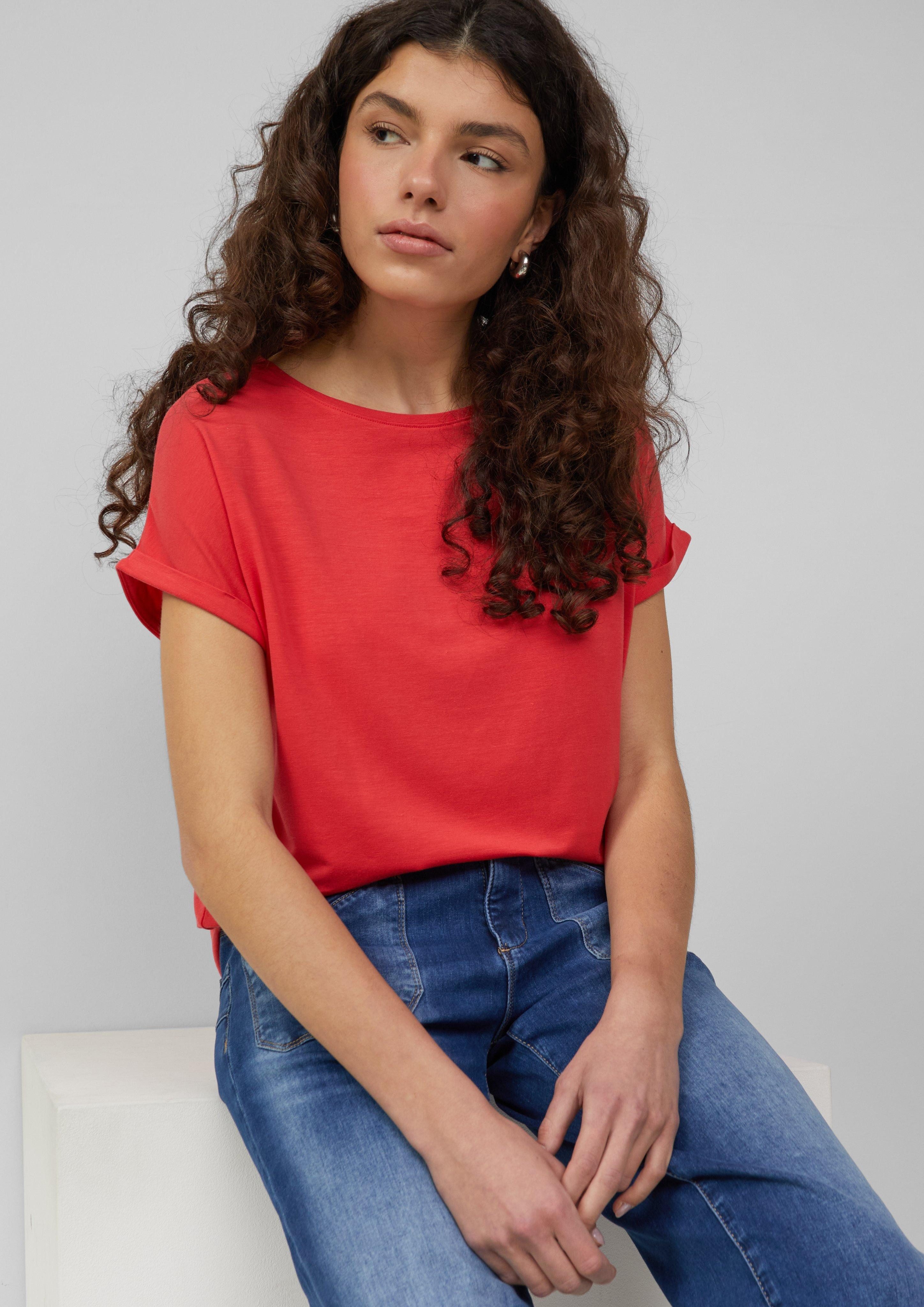 QS Kurzarmshirt Loose-Fit-Shirt im Lyocellmix günstig online kaufen