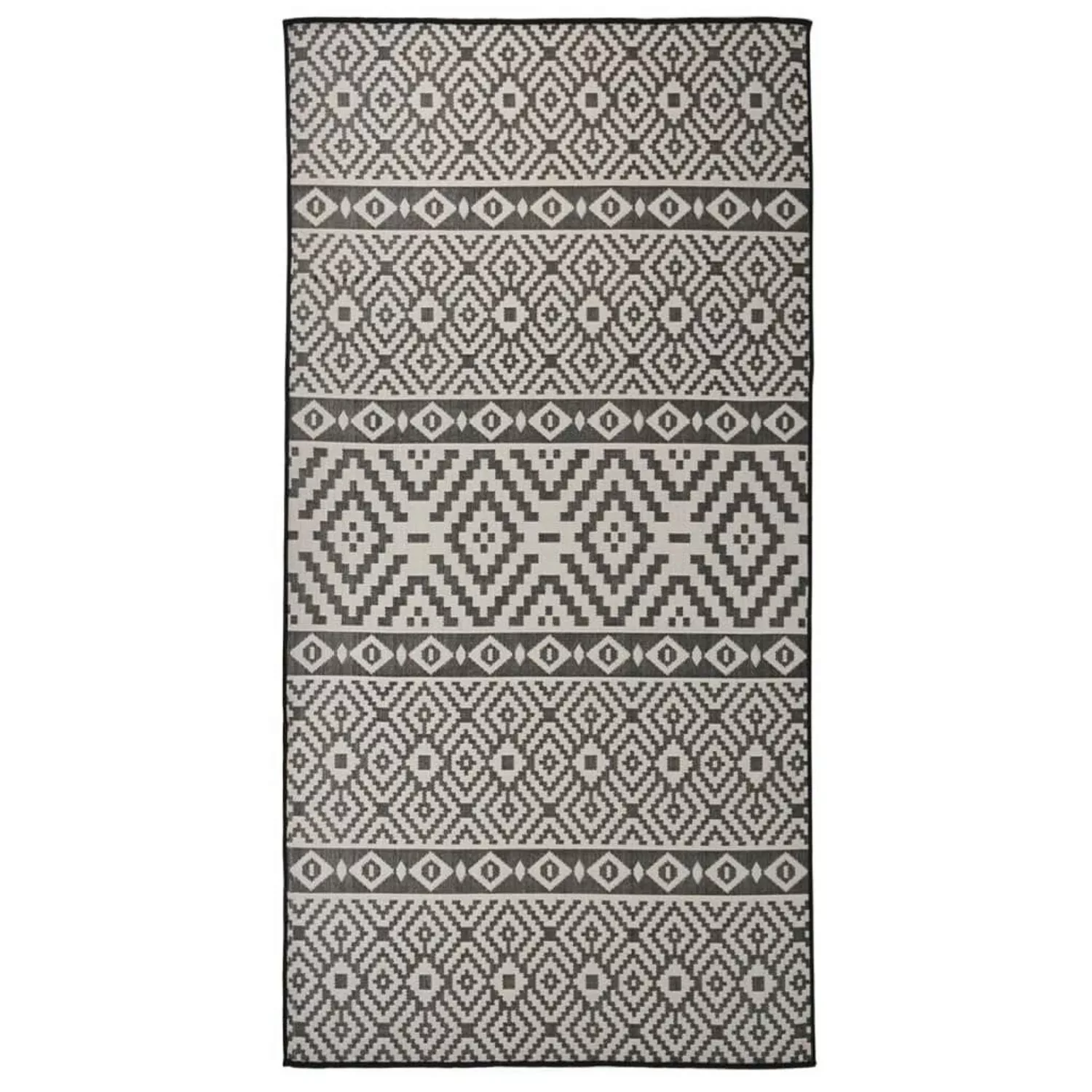 vidaXL Outdoorteppich Flachgewebe 100x200 Cm Schwarz Gestreift 1124020 günstig online kaufen