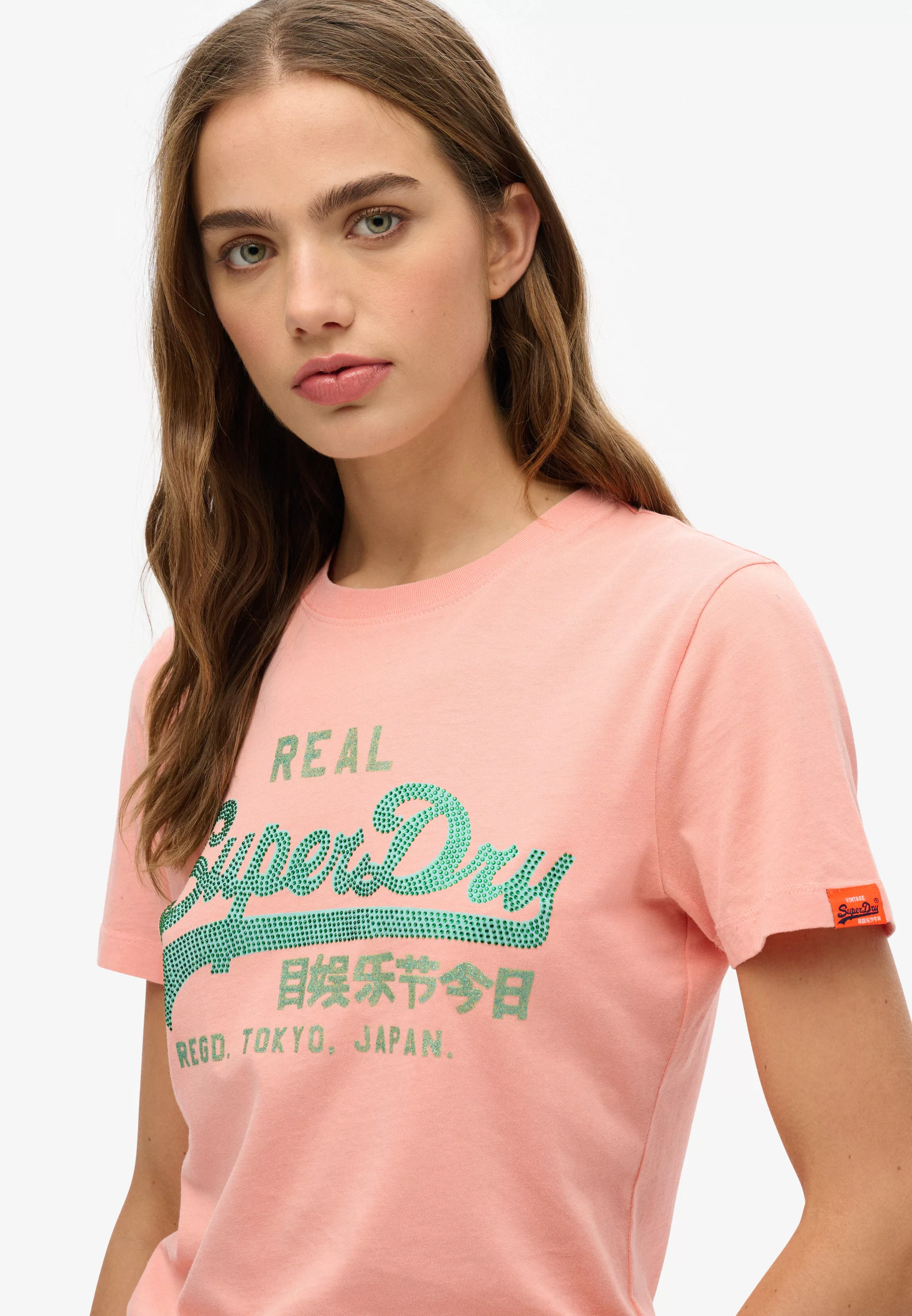 Superdry Kurzarmshirt "VL RHINESTONE SLIM TEE" günstig online kaufen