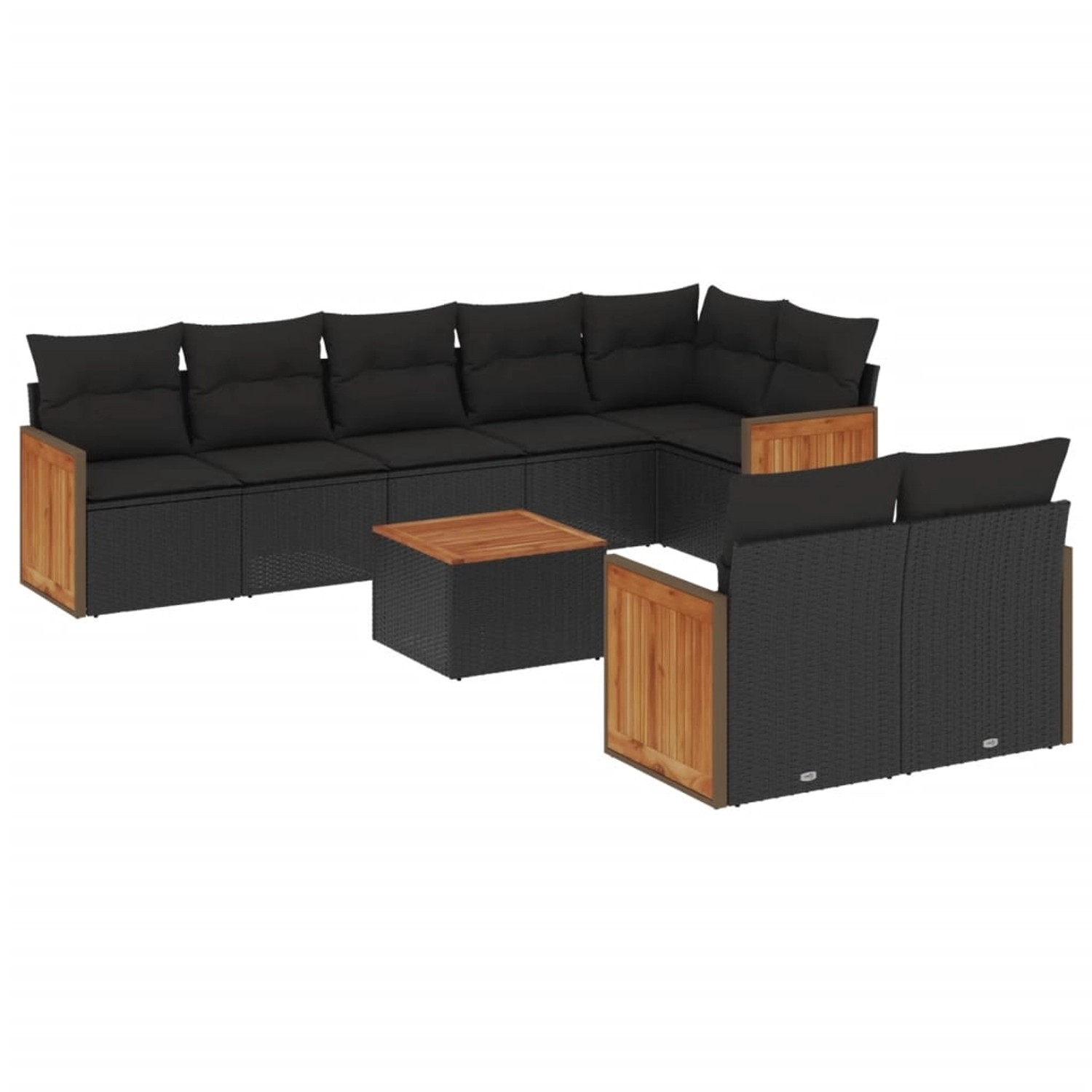 vidaXL 9-tlg Garten-Sofagarnitur mit Kissen Schwarz Poly Rattan Modell 151 günstig online kaufen