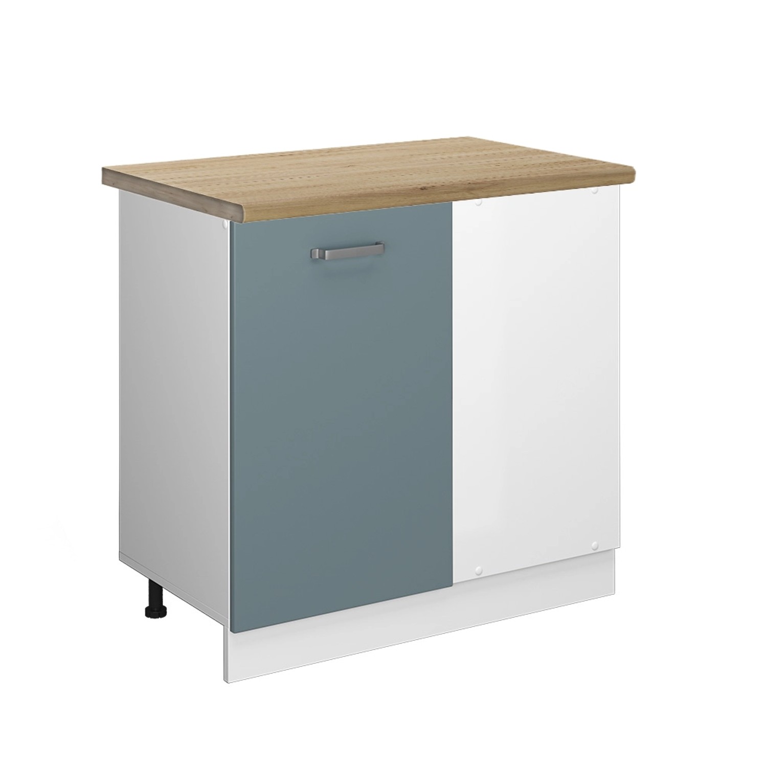 Vicco Eckunterschrank R-Line Küchen Eckschrank Blau-Grau/Weiß 86 cm AP Eich günstig online kaufen