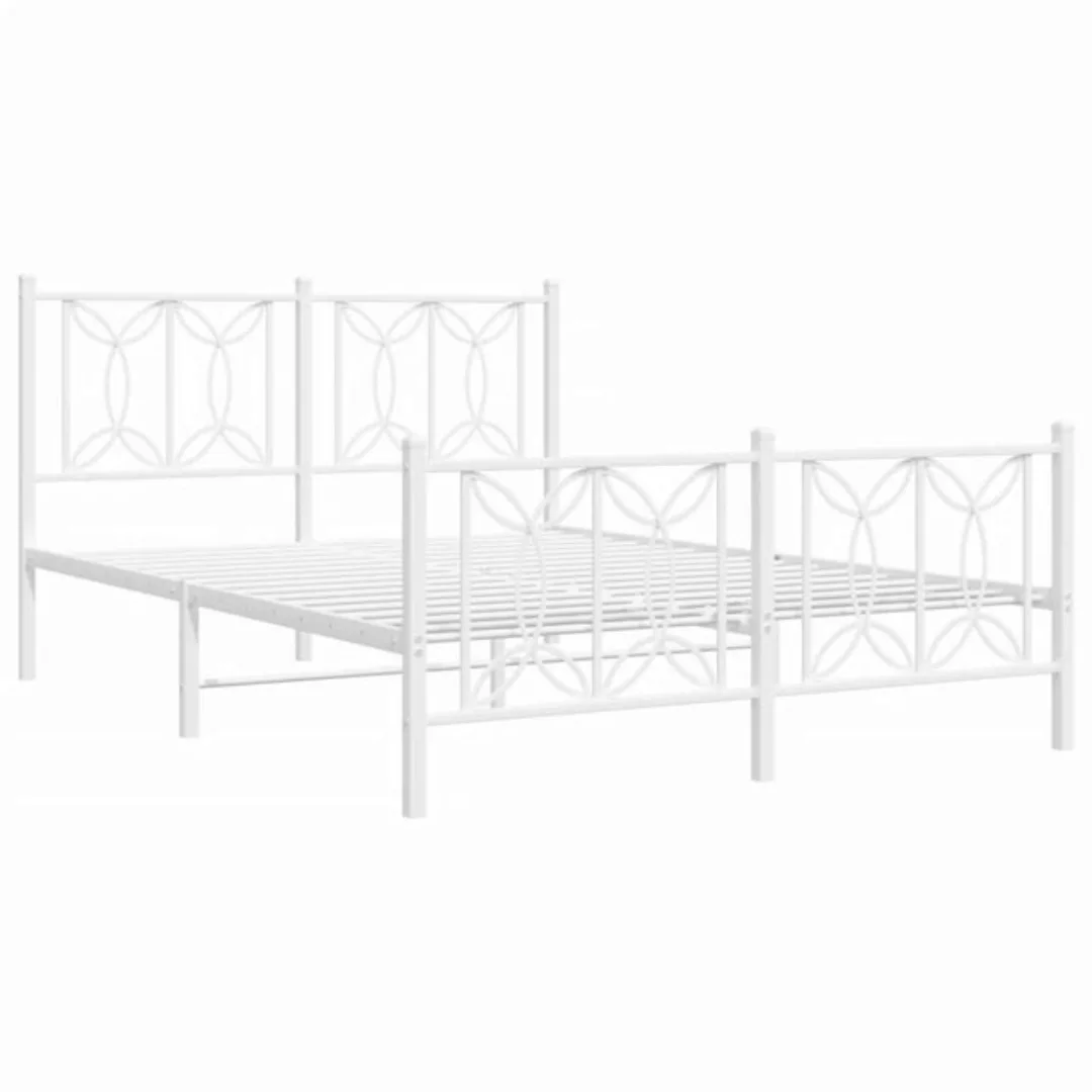 vidaXL Bett Bettgestell mit Kopf- und Fußteil Metall Weiß 140x200 cm günstig online kaufen