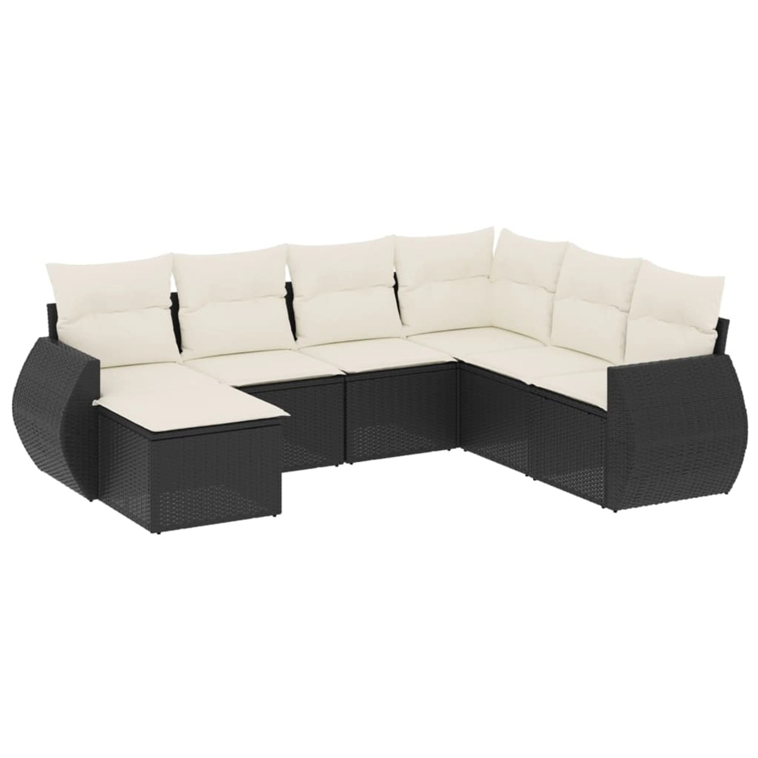 vidaXL 7-Tlg Garten-Sofagarnitur mit Kissen Schwarz Poly Rattan 3254033 günstig online kaufen