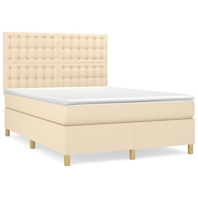 vidaXL Boxspringbett Boxspringbett mit Matratze Creme 140x200 cm Stoff Bett günstig online kaufen