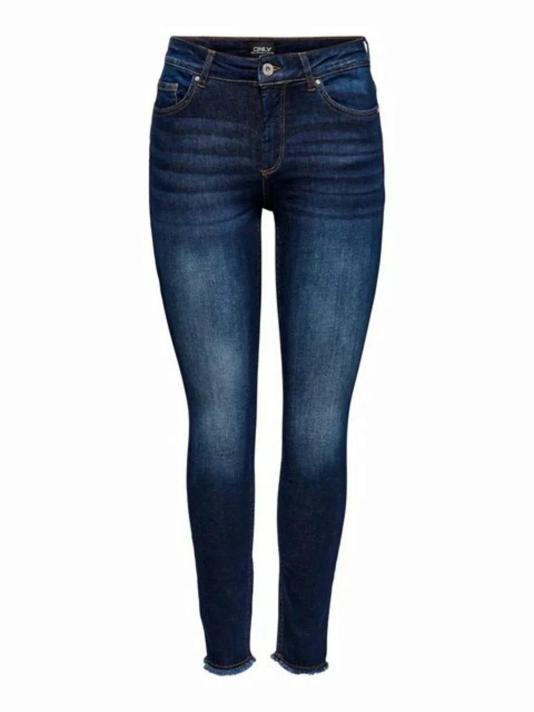 Only Blush Life Mid Waist Skinny Ankle Jeans L Dark Blue Denim günstig online kaufen
