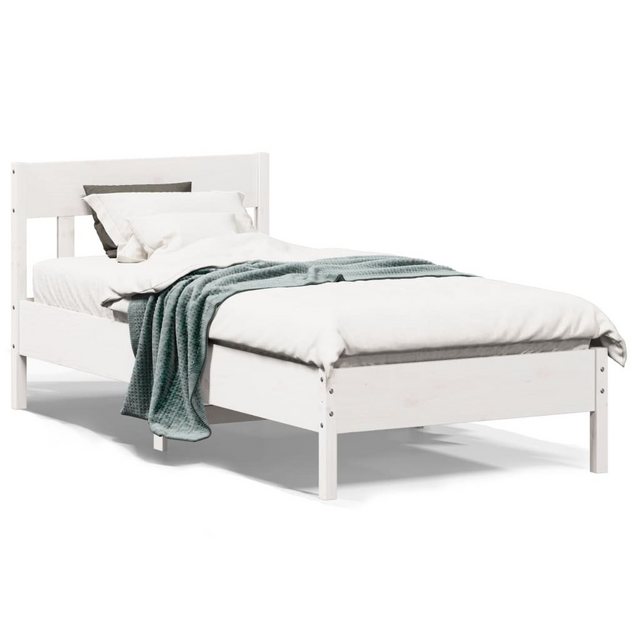 vidaXL Bettgestell Massivholzbett mit Kopfteil Weiß 90x190 cm Kiefer Bett B günstig online kaufen