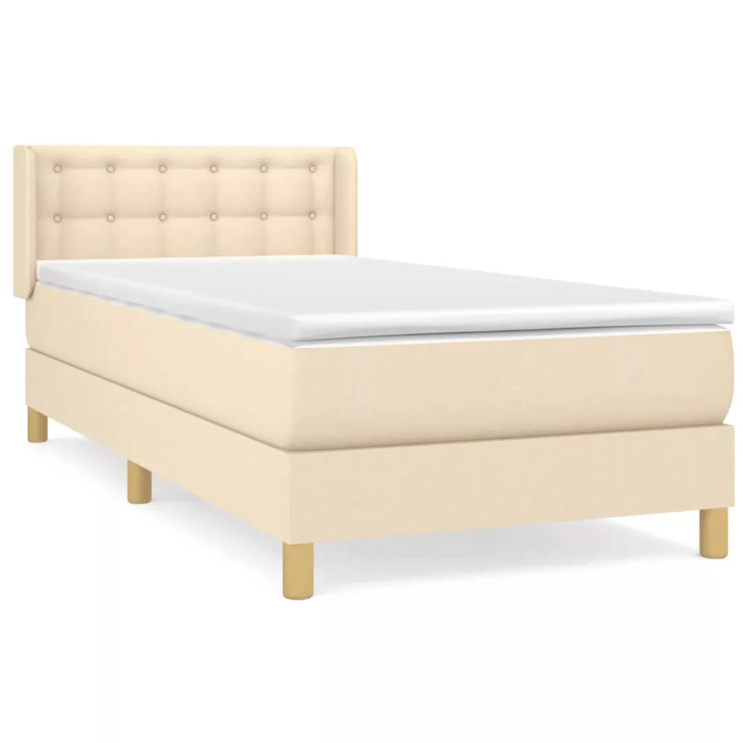 Vidaxl Boxspringbett Mit Matratze Creme 100x200 Cm Stoff günstig online kaufen