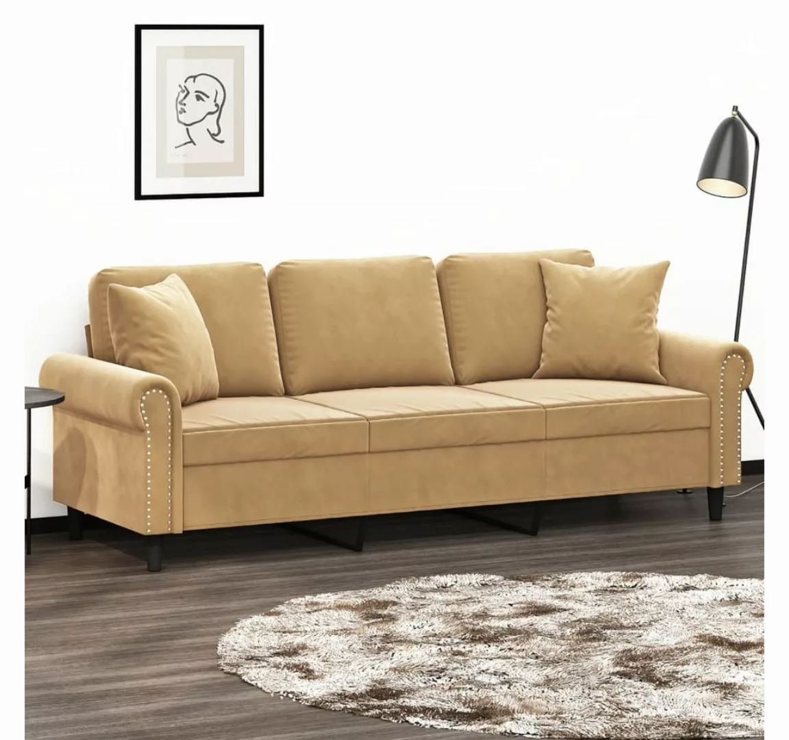 vidaXL Sofa Sofa mit Zierkissen Samt, 180 cm, 3-Sitzer günstig online kaufen