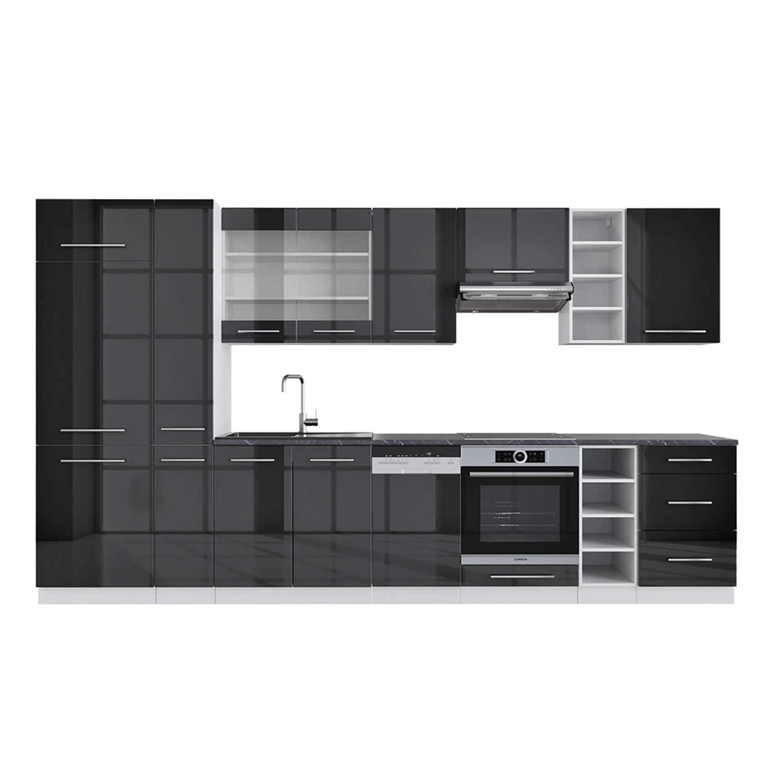 Vicco Küchenzeile Fame-Line Weiß Landhaus/Anthrazit 355 günstig online kaufen