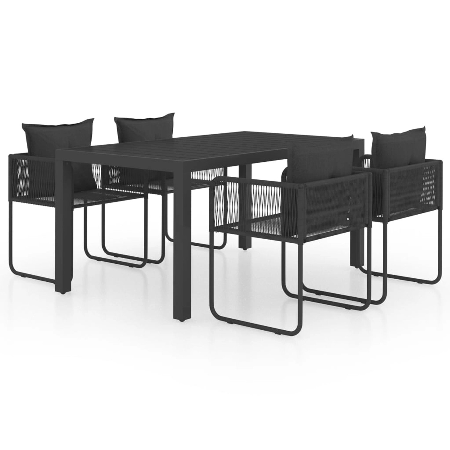 vidaXL 5-Tlg Garten-Essgruppe PVC Rattan Schwarz 3060102 günstig online kaufen