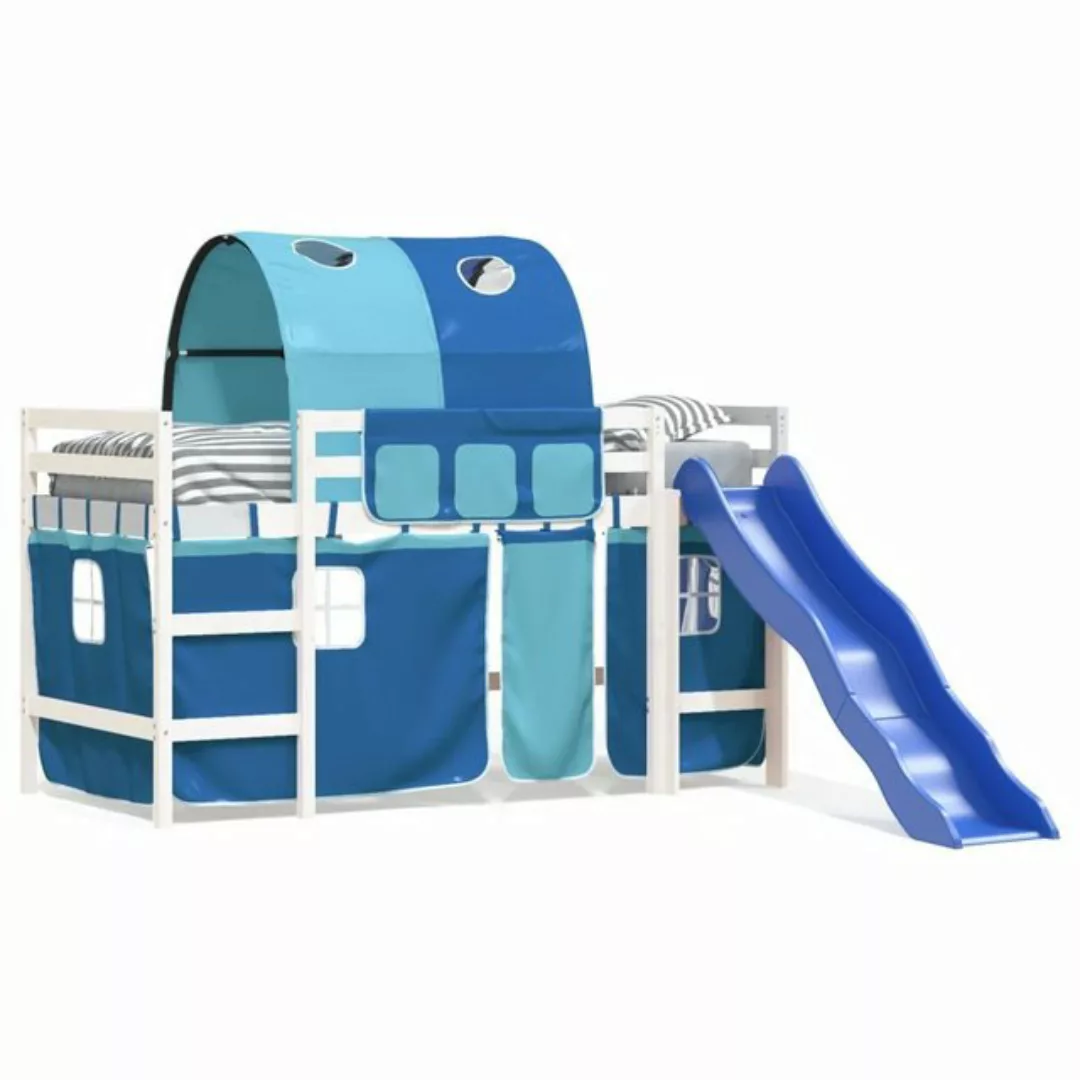 vidaXL Kinderbett Kinderhochbett mit Tunnel Blau 90x190 cm Massivholz Kiefe günstig online kaufen