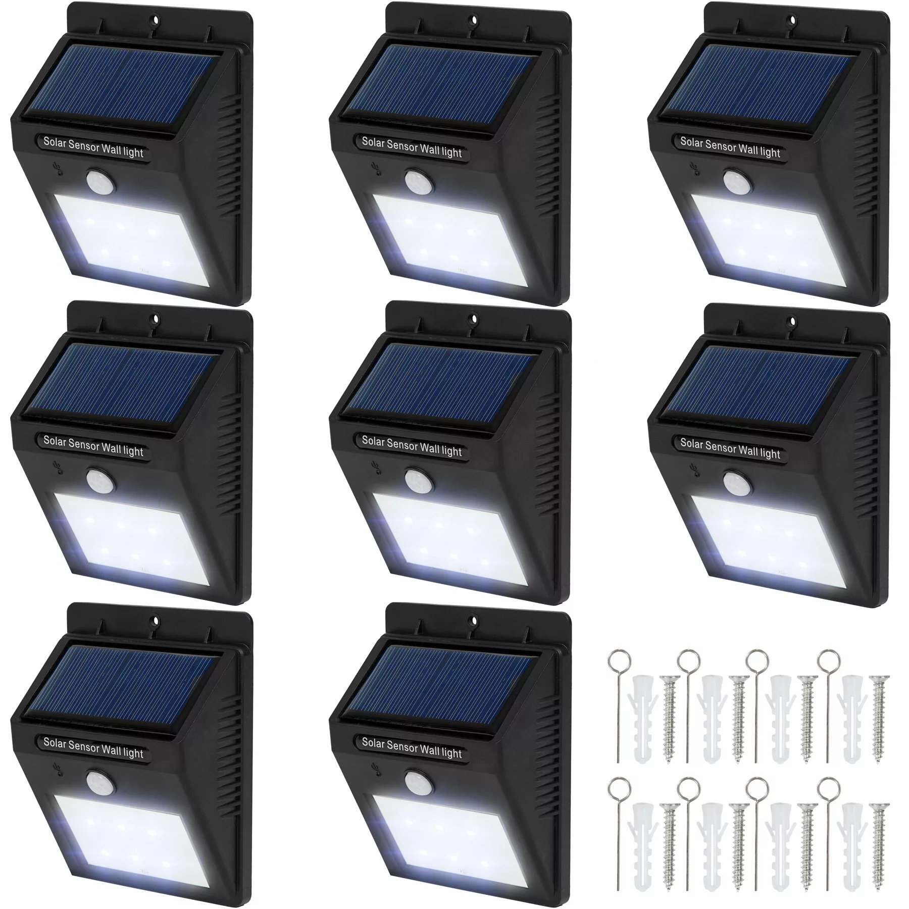 8 LED Solar Leuchten mit Bewegungsmelder - schwarz günstig online kaufen