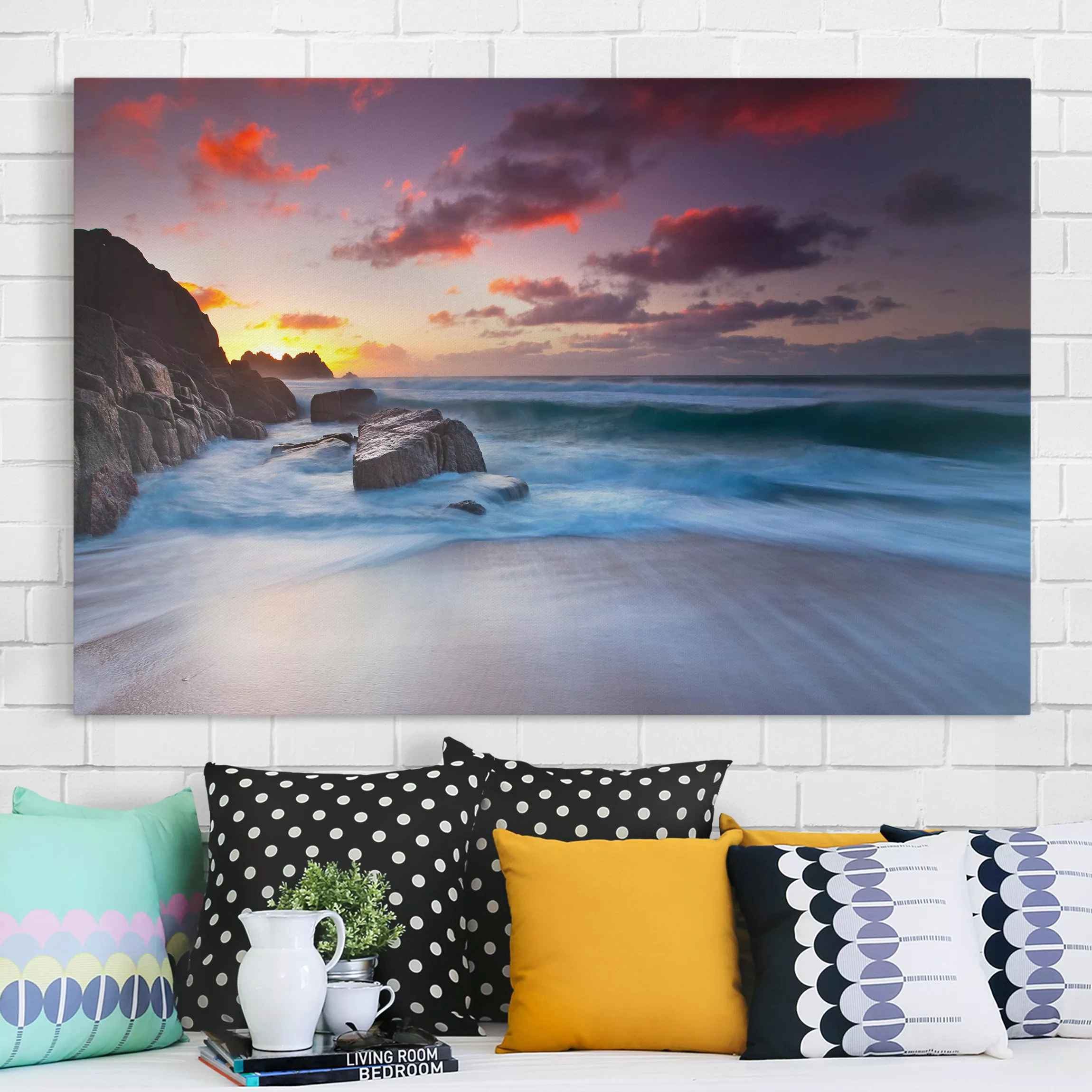 Leinwandbild Strand - Querformat Am Meer in Cornwall günstig online kaufen