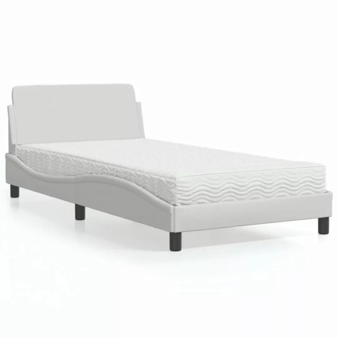 vidaXL Bett Bett mit Matratze Weiß 100x200 cm Kunstleder günstig online kaufen