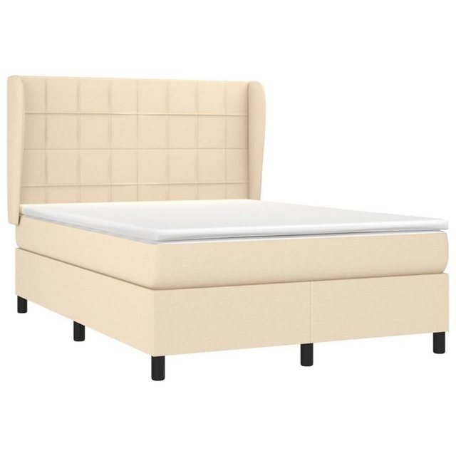 vidaXL Boxspringbett Boxspringbett mit Matratze Creme 140x200 cm Stoff Bett günstig online kaufen