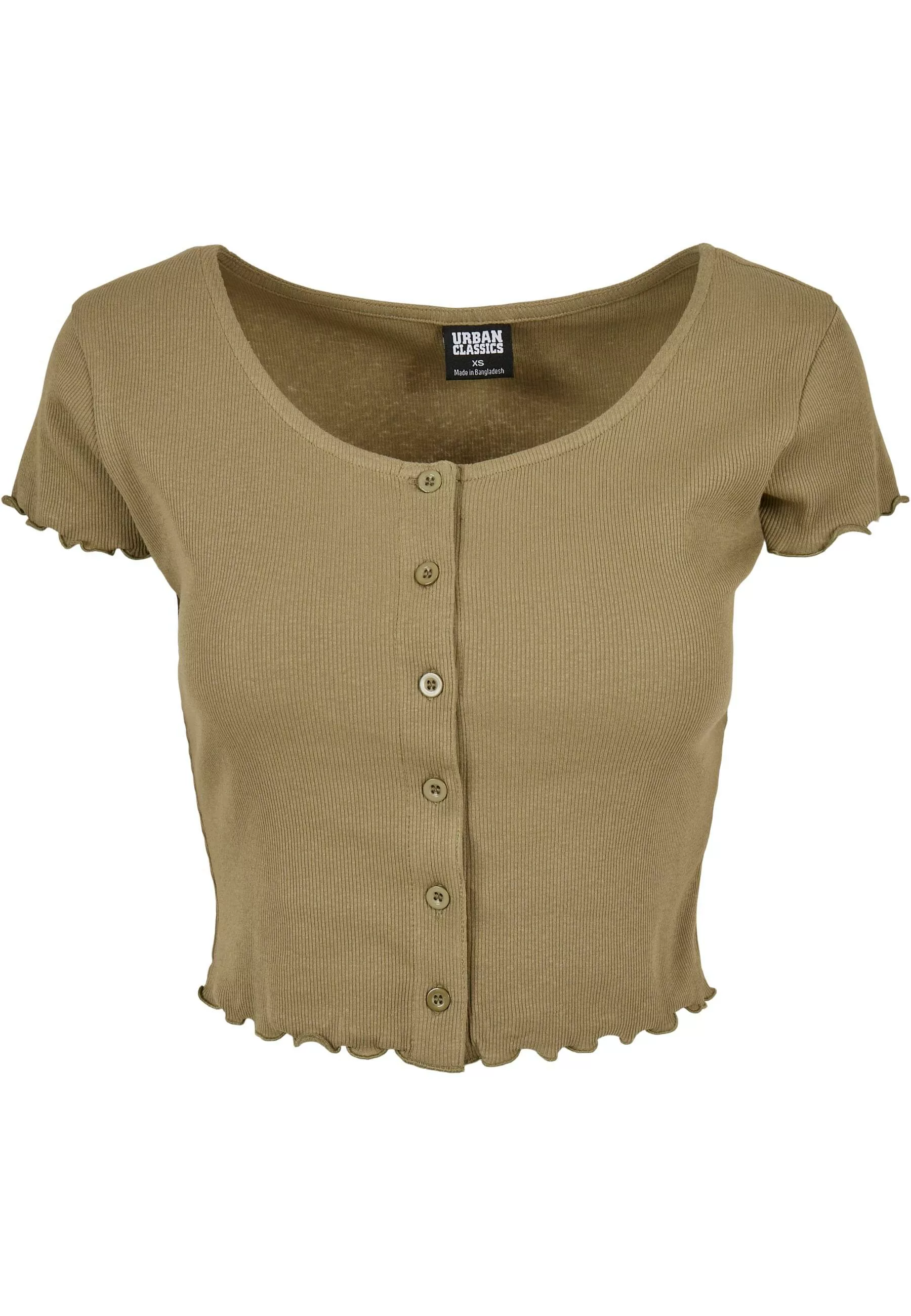 URBAN CLASSICS Kurzarmshirt "Urban Classics Damen Ladies Cropped Button Up günstig online kaufen