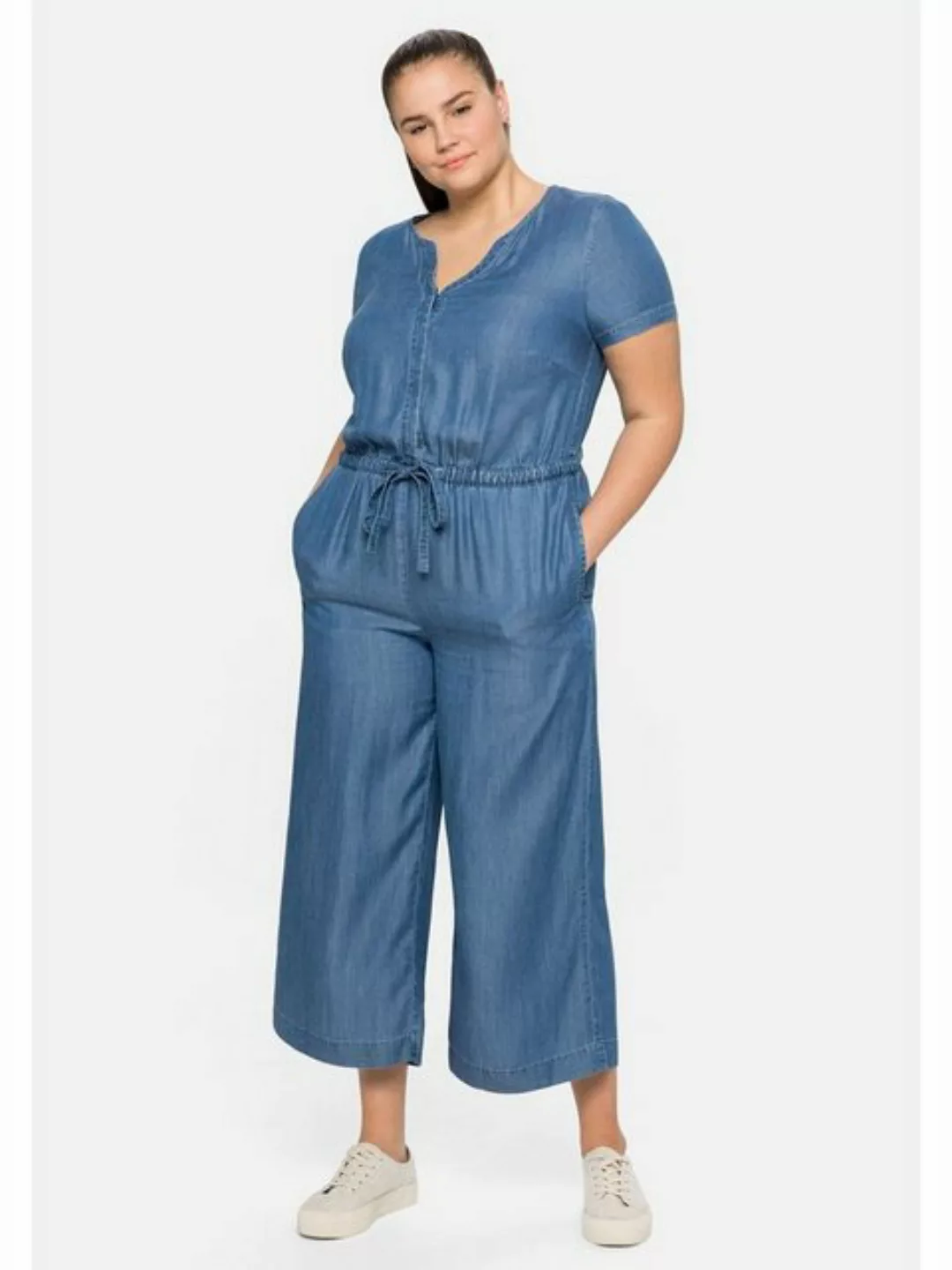 Sheego Jumpsuit "Große Größen", aus Lyocell, in Denim-Optik günstig online kaufen