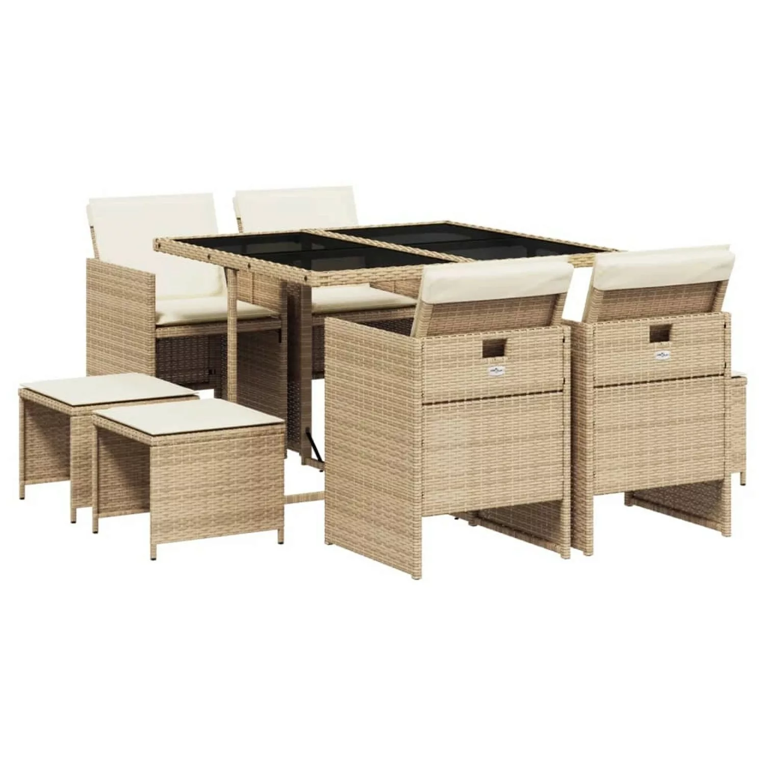 vidaXL 9-tlg Garten-Essgruppe mit Kissen Beige Poly Rattan Modell 46 günstig online kaufen