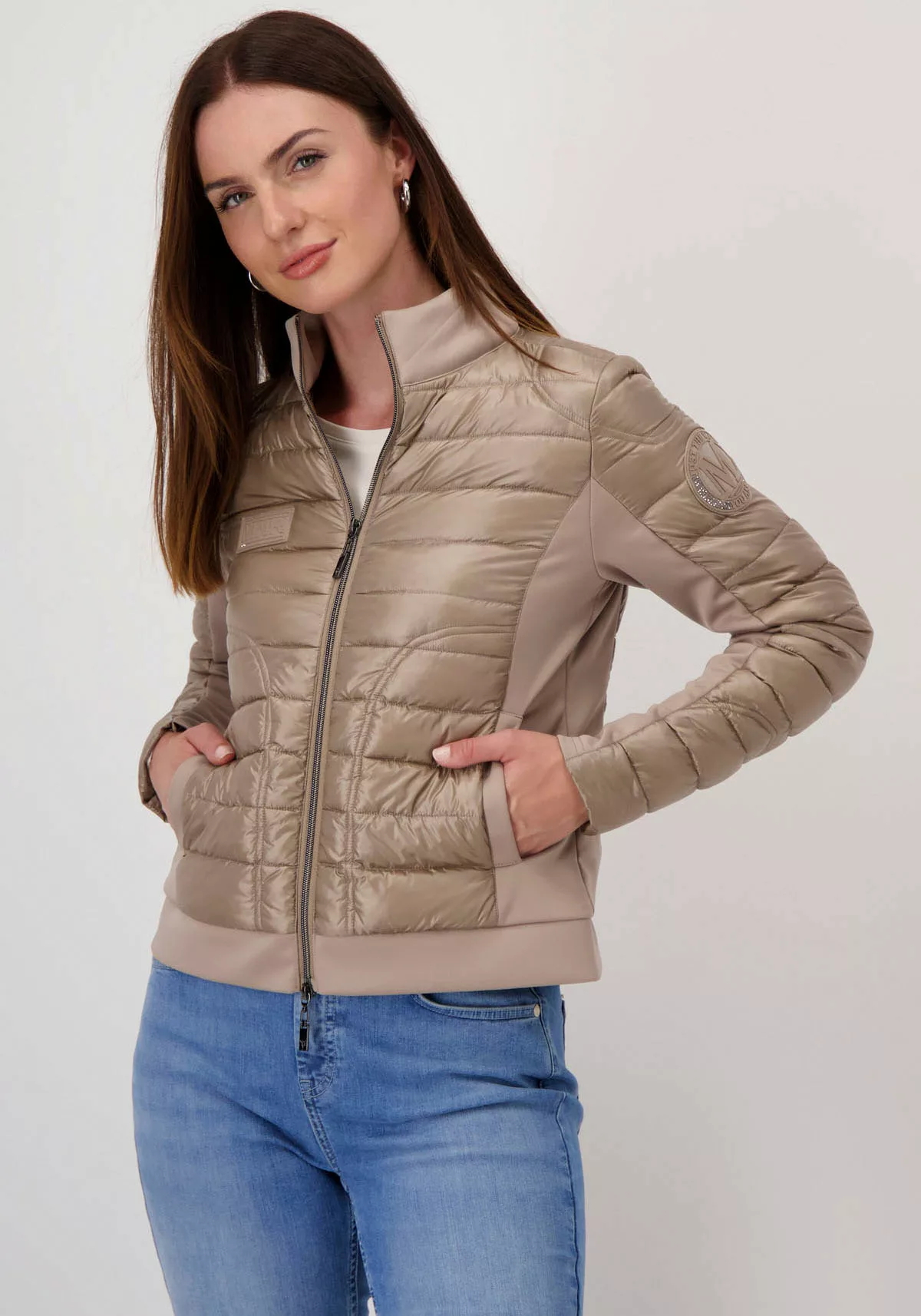 Monari Steppjacke im Materialmix, 2-Wege-Reißverschluss günstig online kaufen