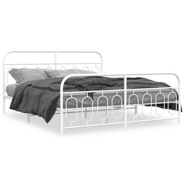 vidaXL Bett, Bettgestell mit Kopf- und Fußteil Metall Weiß 193x203 cm günstig online kaufen