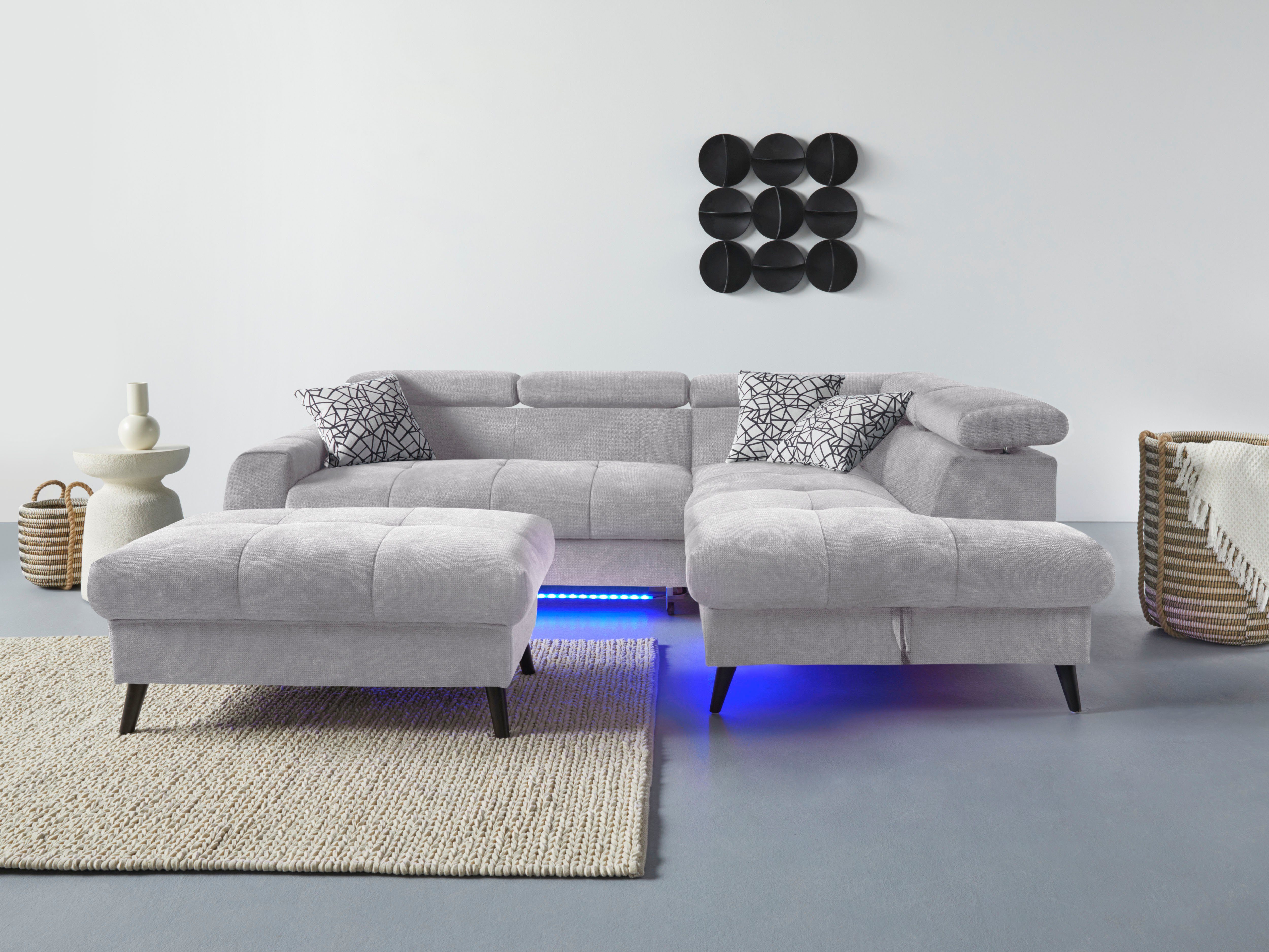 COTTA Ecksofa "Mia L-Form mit 3 Zierkissen", wahlweise mit Bettfunktion, Be günstig online kaufen