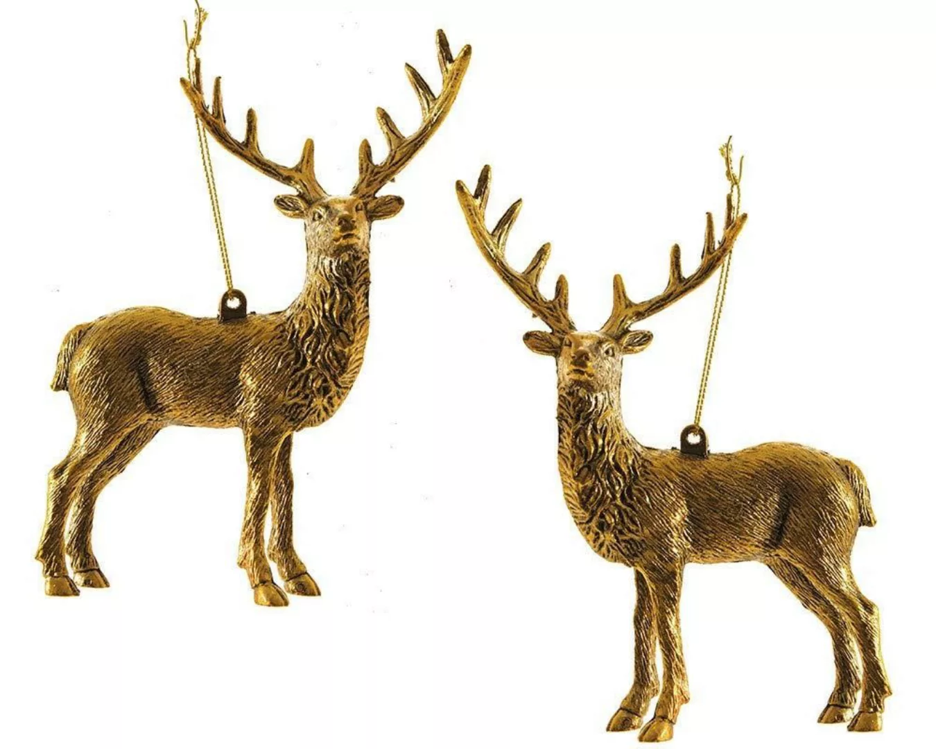 Christbaumschmuck Rentier gold Hirsch 2 Stück Weihnachtsbaumschmuck günstig online kaufen