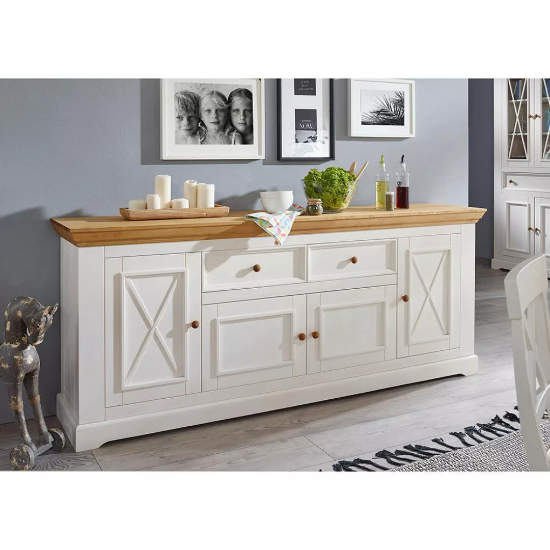 Sideboard in Kiefer weiß mit Eiche, WARNA-69 günstig online kaufen