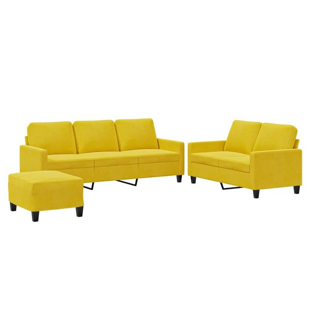 vidaXL Sofa Sofagarnitur Set mit Kissen Samt, 3-tlg., Gelb günstig online kaufen