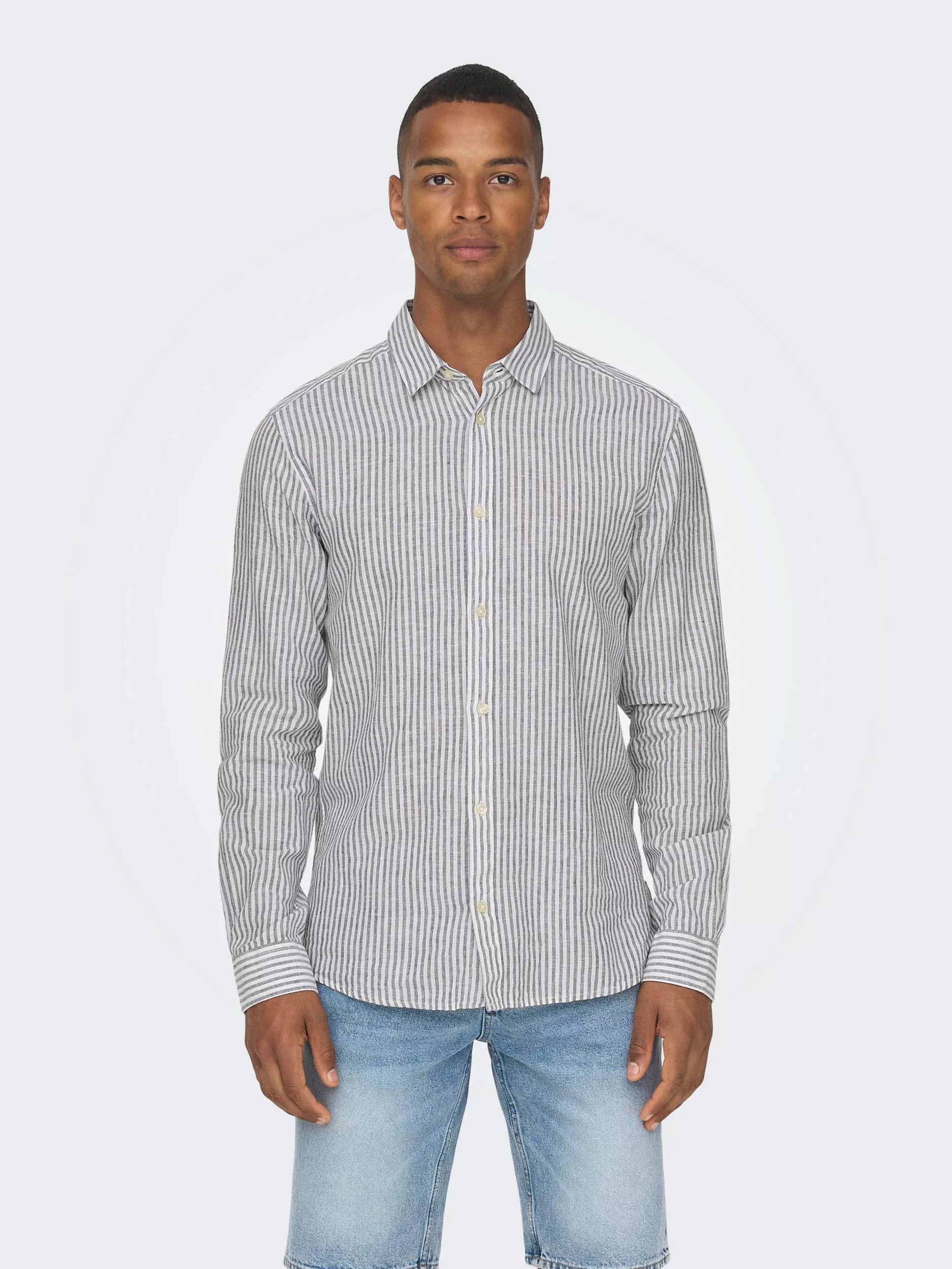 ONLY & SONS Kurzarmhemd "ONSCAIDEN LS STRIPE LINEN SHIRT 660 NOOS" günstig online kaufen