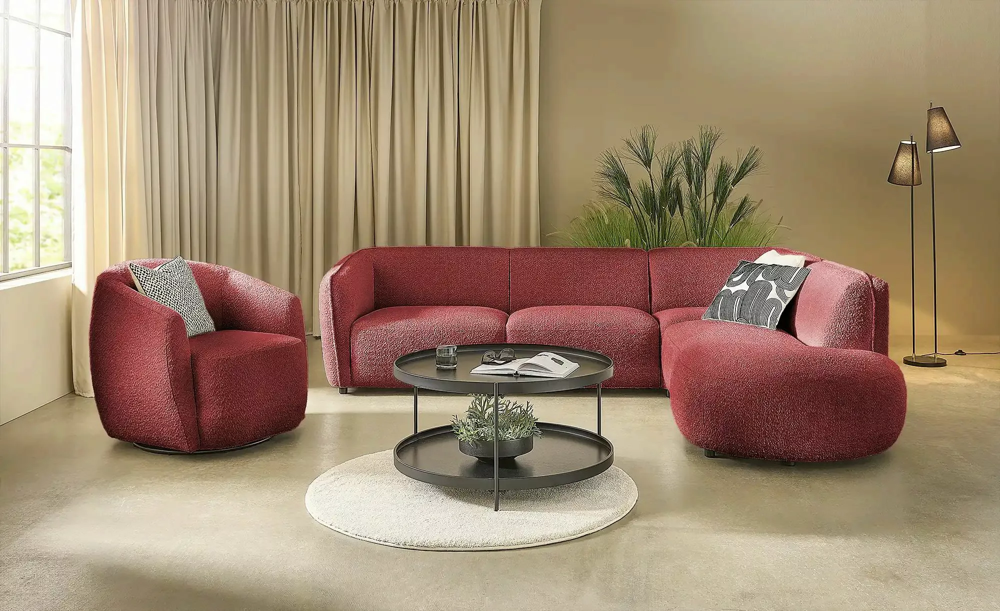 SOHO Ecksofa  Loures ¦ rot ¦ Maße (cm): B: 273 H: 73 T: 230.0 Polstermöbel günstig online kaufen