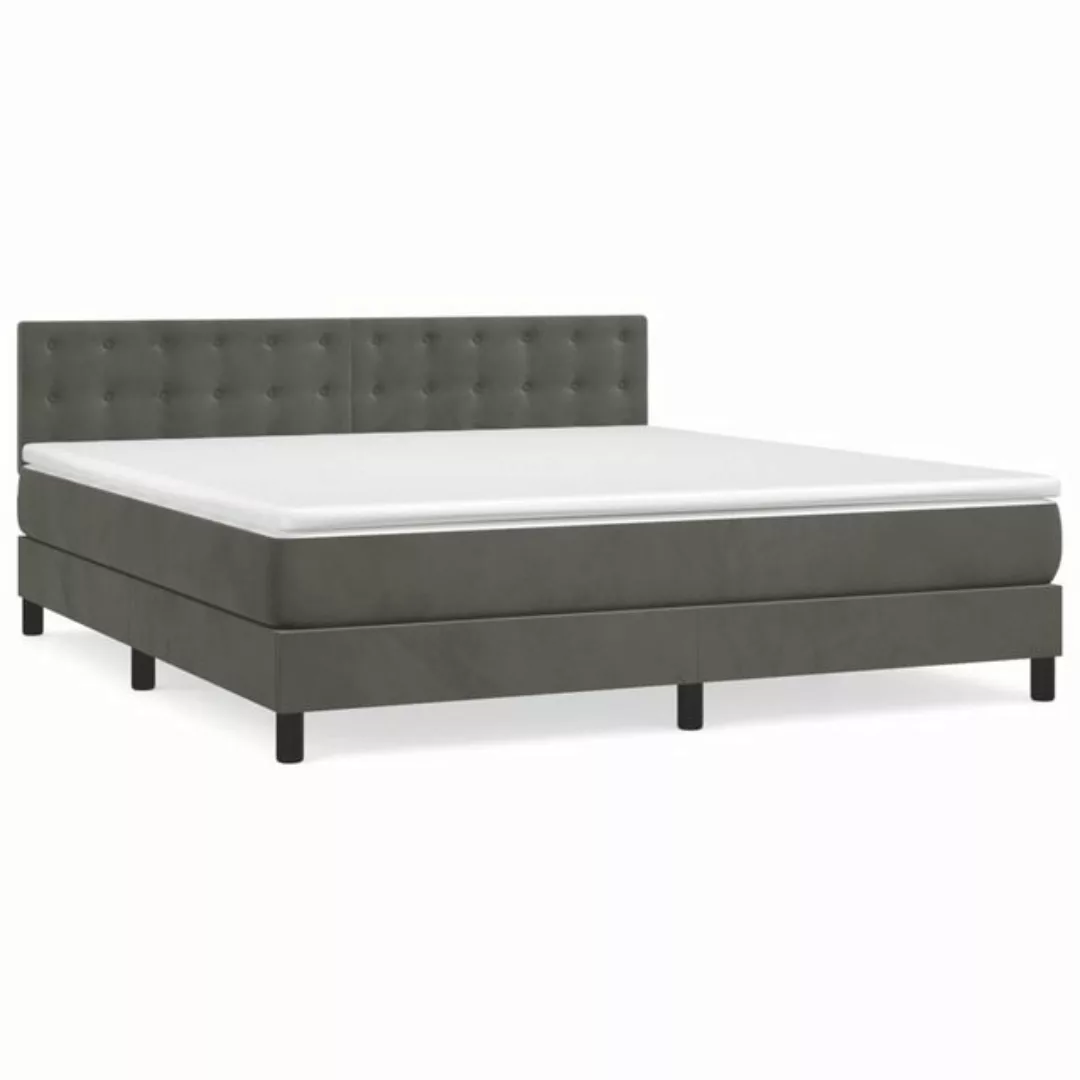 vidaXL Boxspringbett mit Matratze Dunkelgrau 180x200 cm Samt1368643 günstig online kaufen