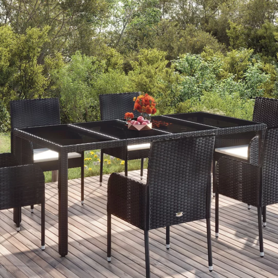 Vidaxl Gartentisch Mit Glasplatte Schwarz 190x90x75 Cm Poly Rattan günstig online kaufen