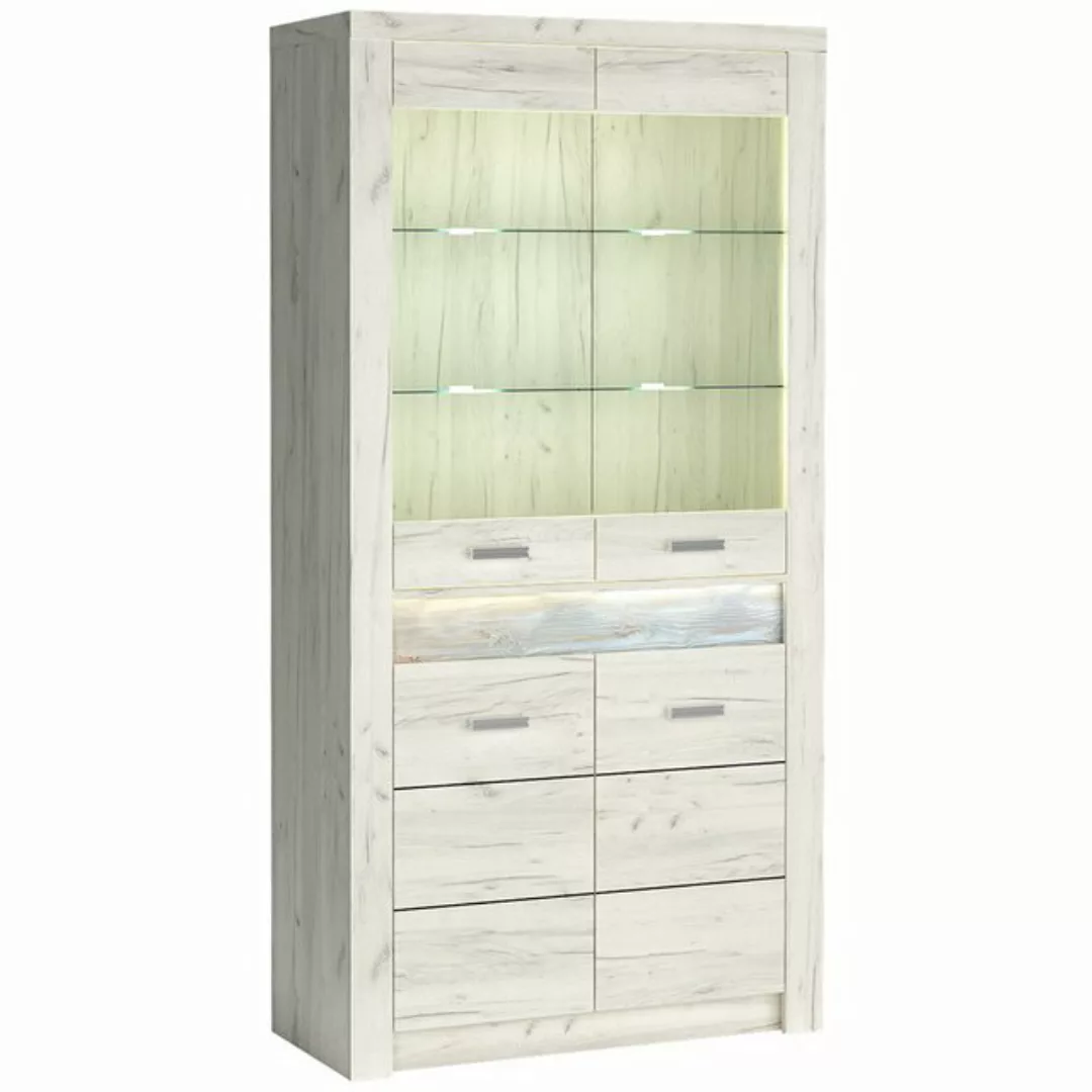 Lomadox Vitrine INGENIO-161 Standvitrine Wohnzimmerschrank modern mit LED B günstig online kaufen