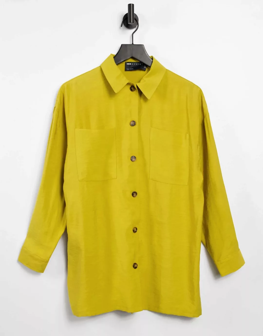 ASOS DESIGN – Locker geschnittene Anzug-Hemdjacke in Gelb günstig online kaufen