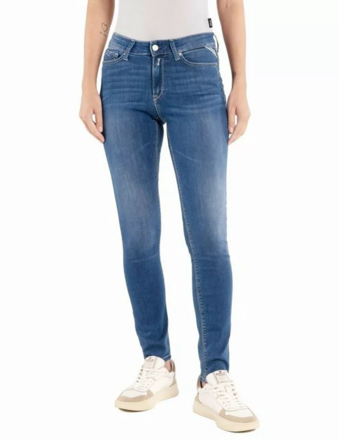 Replay Damen Jeans Luzien - Skinny Fit - Blau -Medium Blue günstig online kaufen