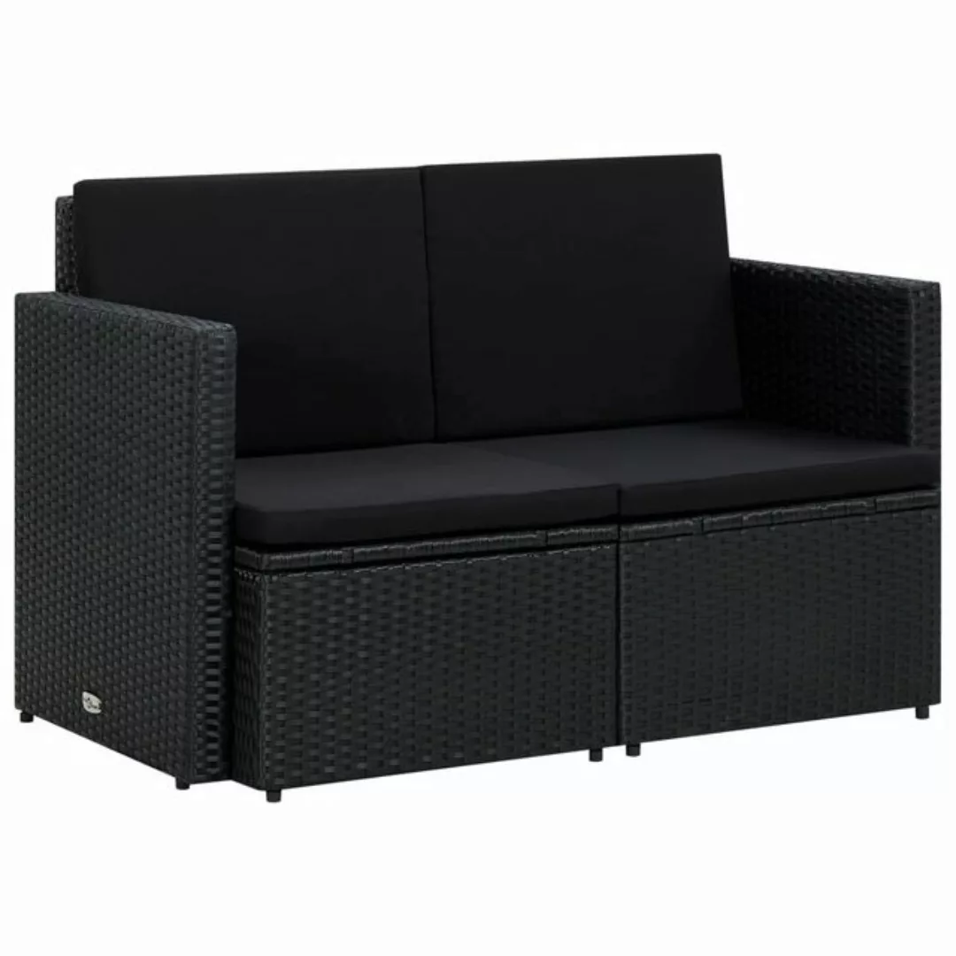 2-sitzer-gartensofa Mit Auflagen Schwarz Poly Rattan günstig online kaufen