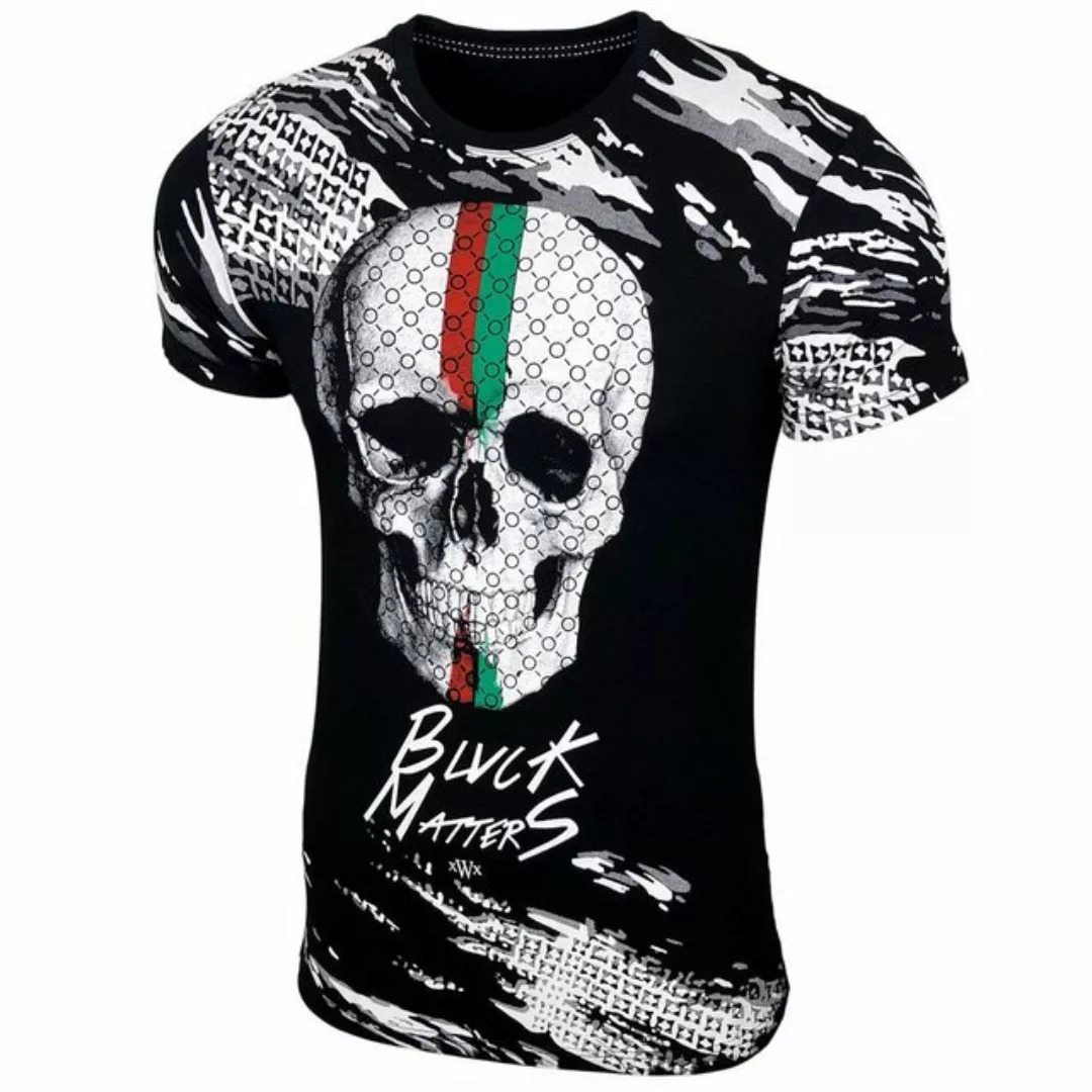 Baxboy T-Shirt Baxboy T-Shirt mit stylischem Totenkopf-Print mit Strassstei günstig online kaufen