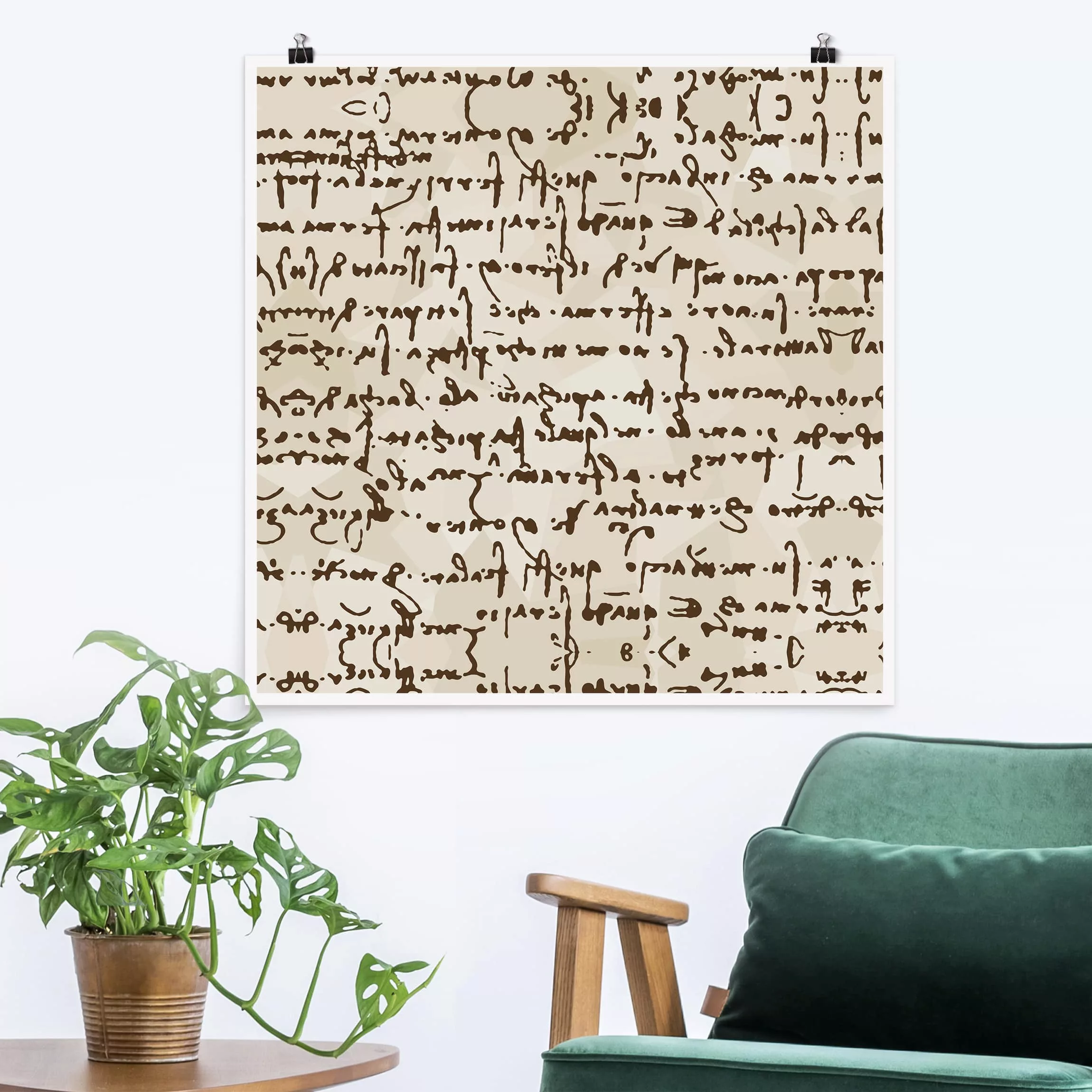 Poster Spruch - Quadrat Da Vinci Manuskript günstig online kaufen