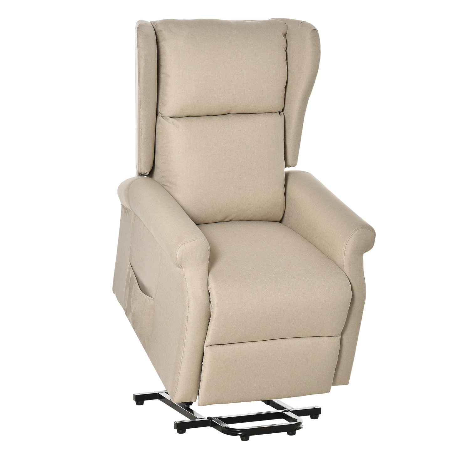 HOMCOM Aufstehsessel Polyester Holz Cremeweiß 74L x 94B x 111H cm günstig online kaufen